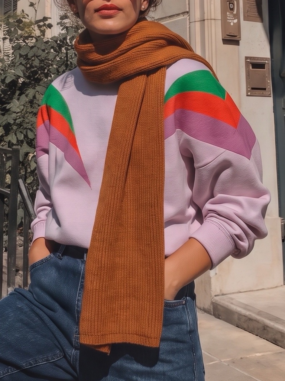Burnt Orange Long Wrap Around Soft Knit Scarf